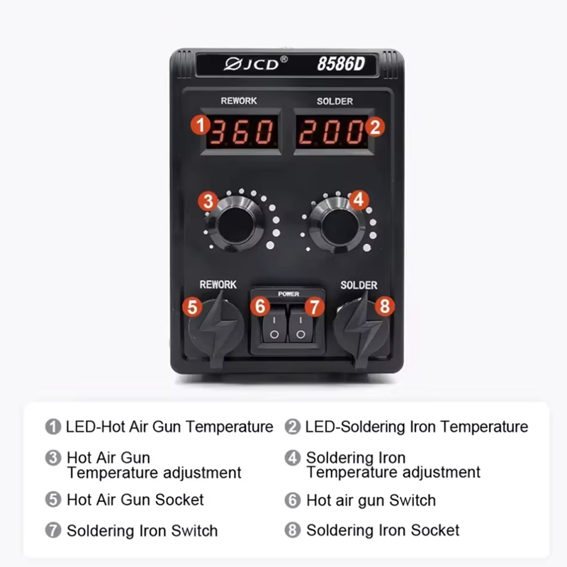 Stazione di Saldatura 8586D 2i - Smd Rework Station Hot Air Soldering 2 In 1 recensione e prezzo