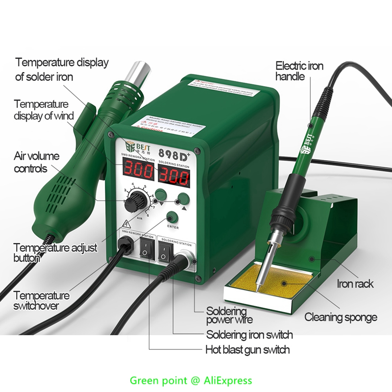 BST-898D + Display a LED 2 in  - Smd Rework Station Hot Air Soldering 2 In 1 recensione e prezzo